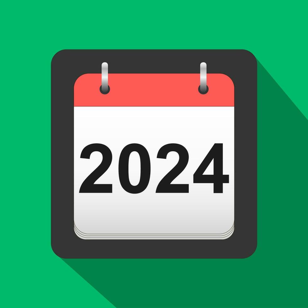 2024 calendario plano icono, 2024 calendario cubrir sábana nuevo años vector