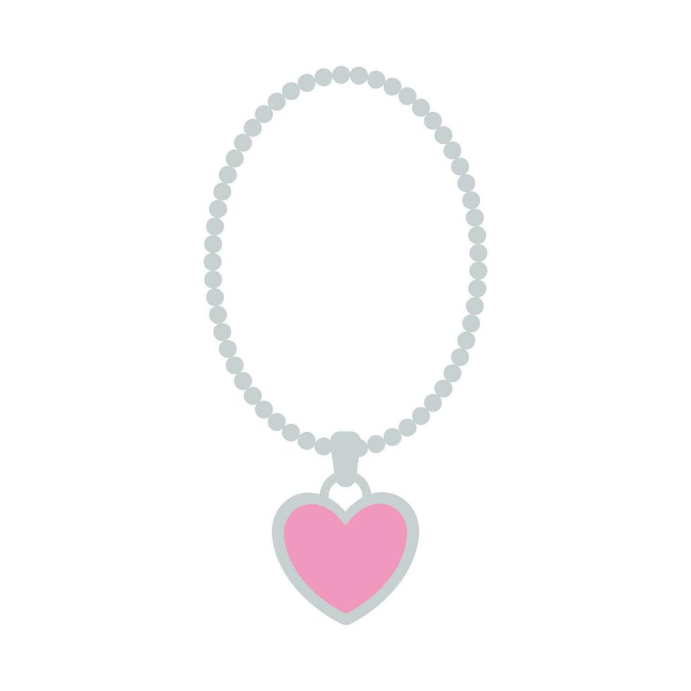 perla collar con rosado corazón aislado en blanco antecedentes vector