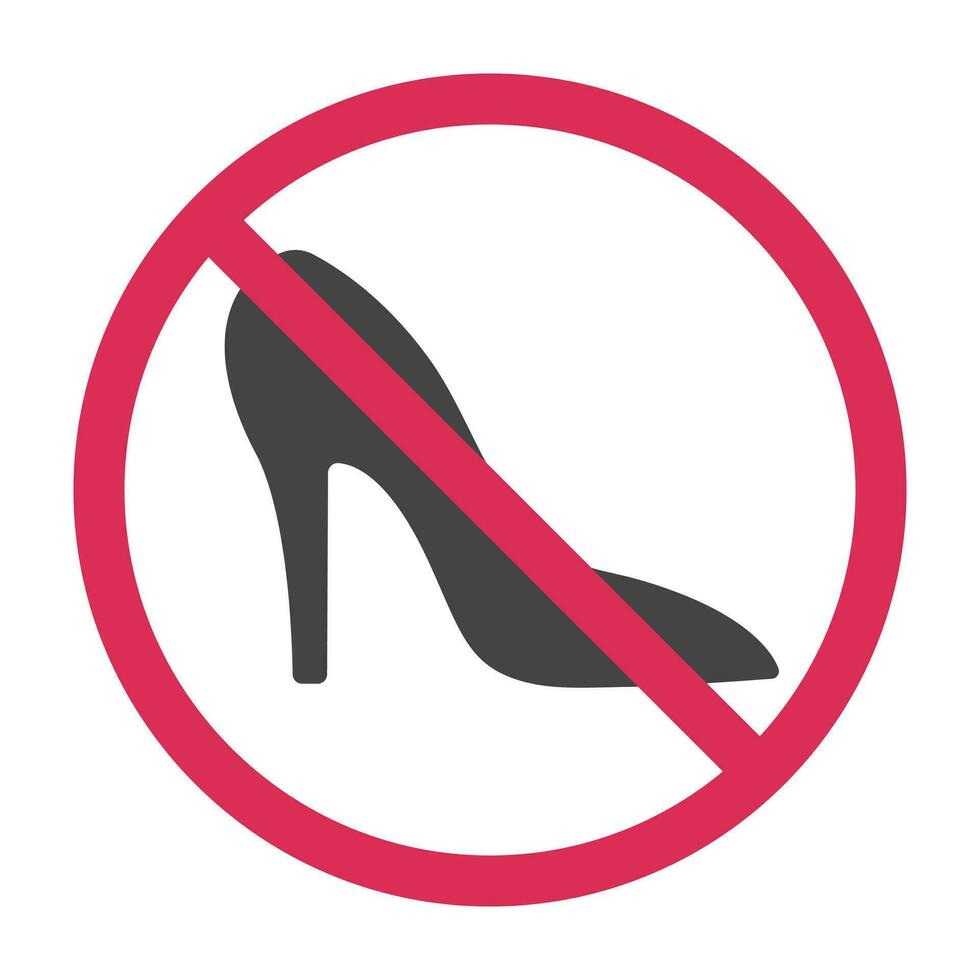 No high heels sign, high heels not allowed icon, prohibition and forbidden vector