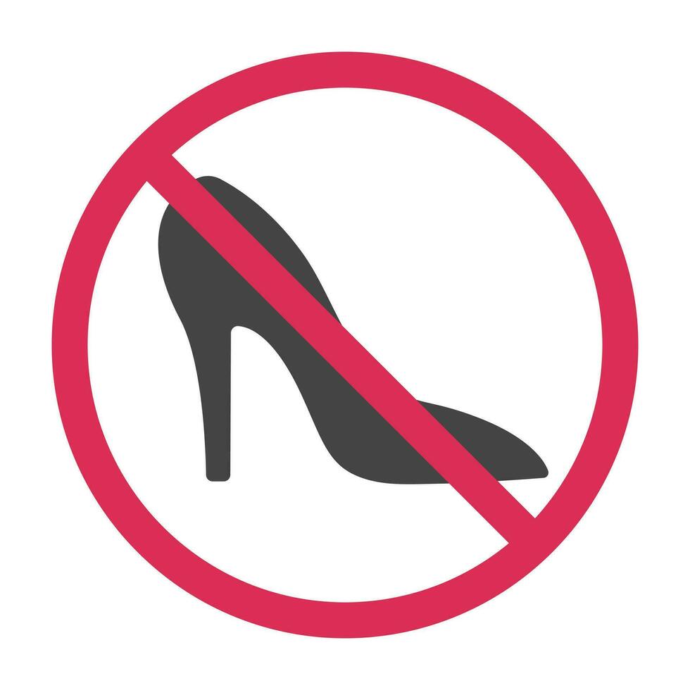 No alto tacones firmar, alto tacones no permitido icono, prohibición y prohibido vector