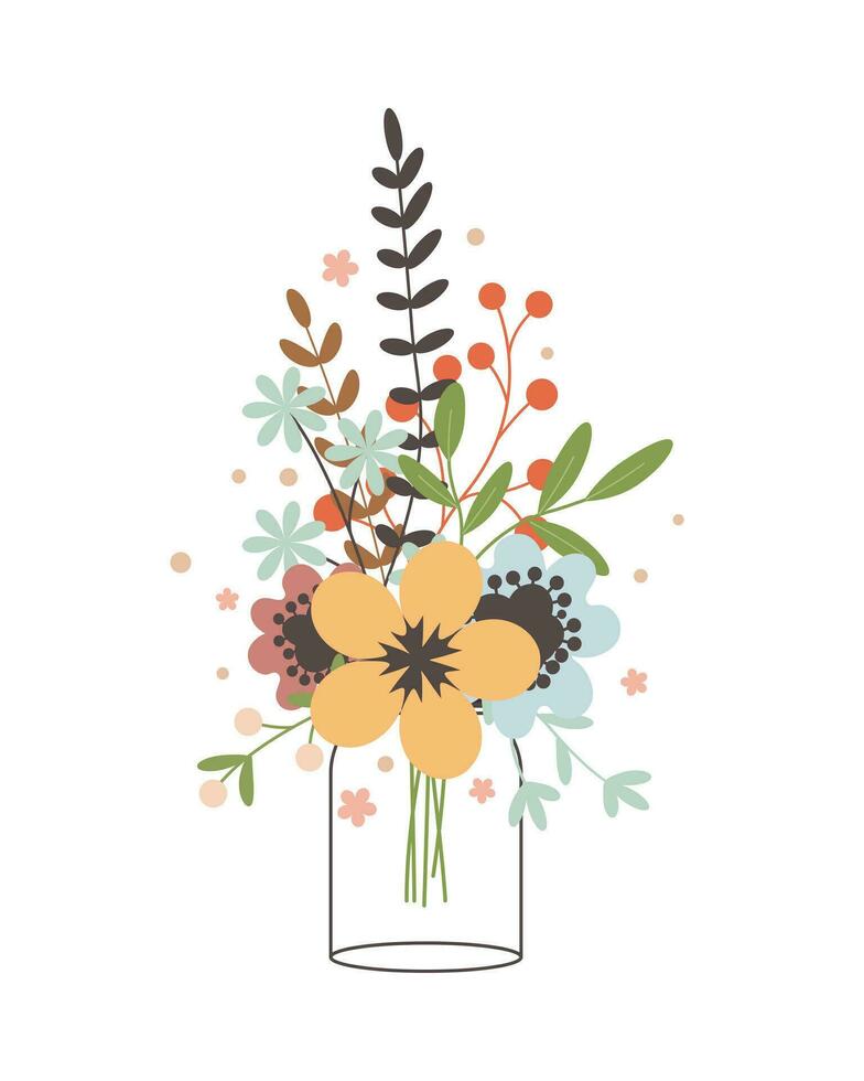 vaso tarro con flores1 vector