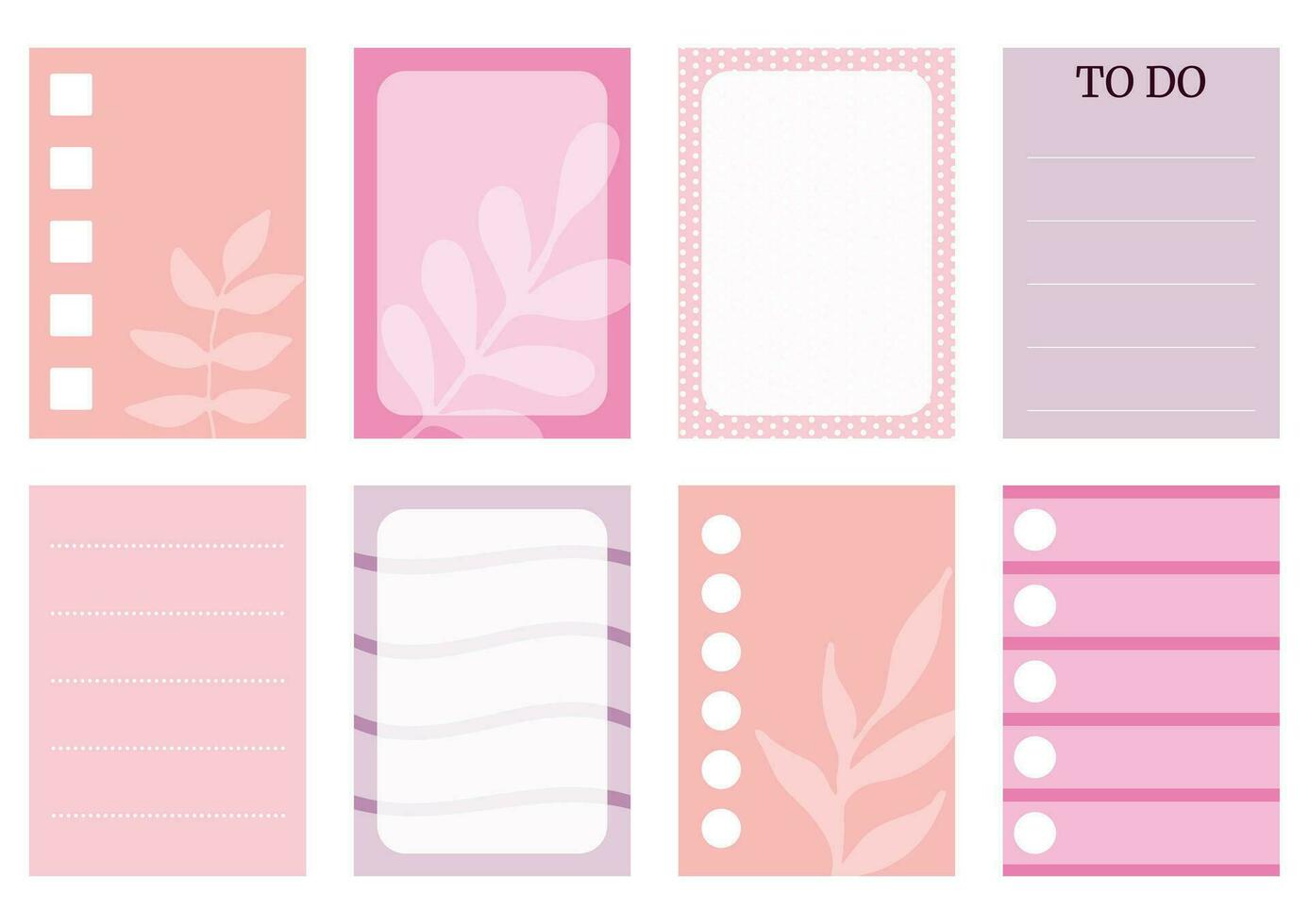 Pink weekly planner stickers set for agenda, notebook, diary. vector