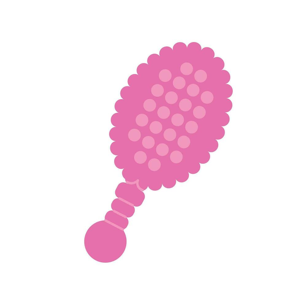 Pink girly hairbrush isolated on white background vector
