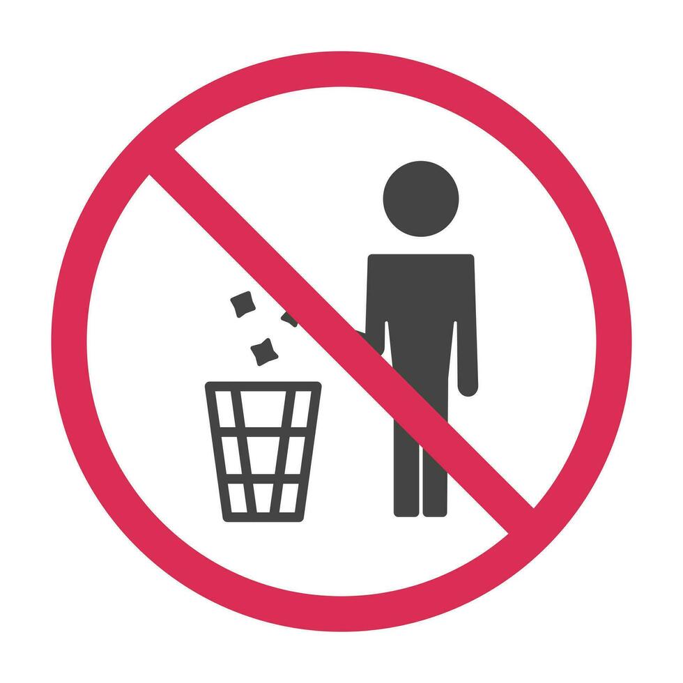 No littering signboard. Prohibiting littering icon. Vector illustration