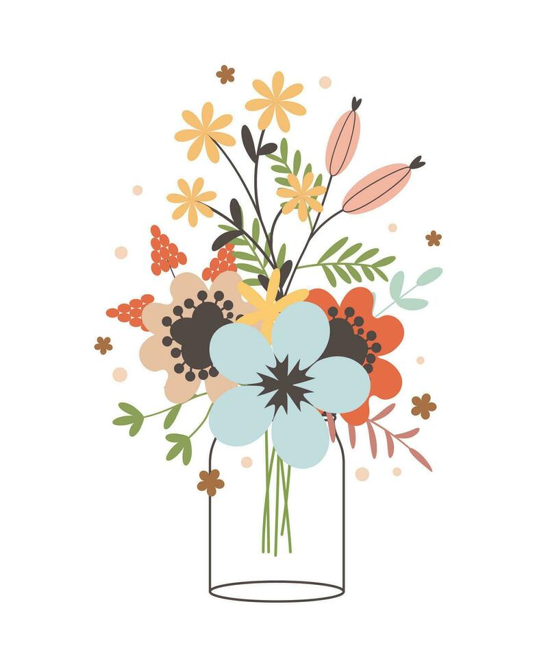 Glass jar with flowers1 vector