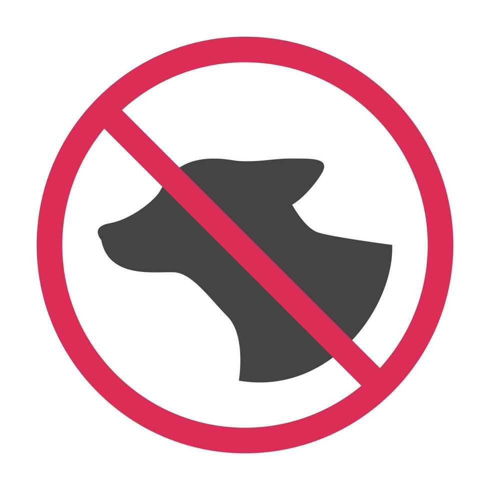No pets sign iin red round frame. Vector illustration