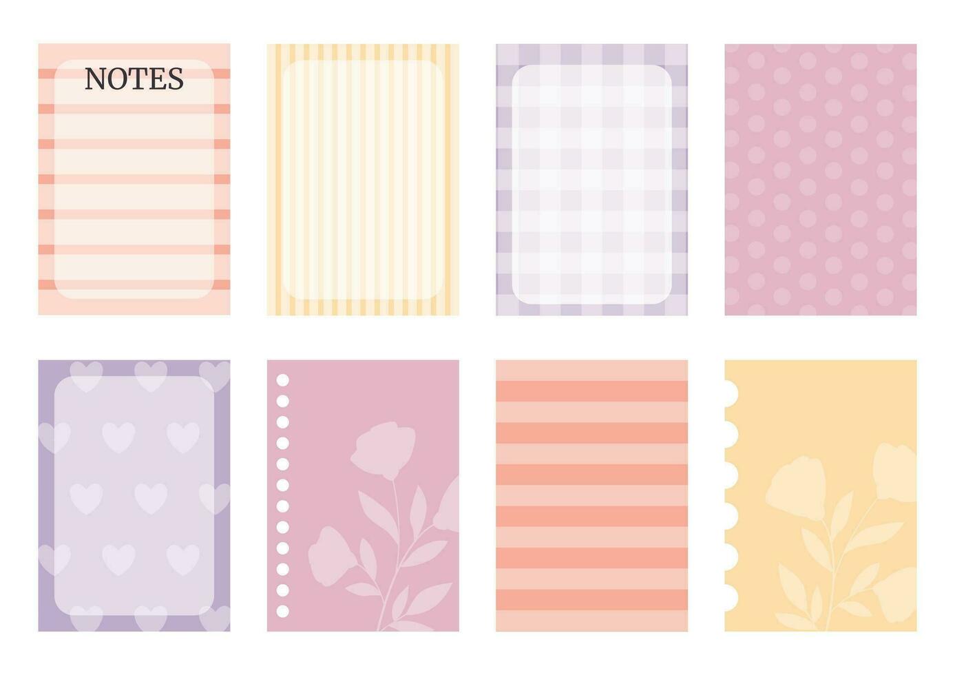 Soft colorful weekly planner stickers set for agenda, notebook, diary. A5 format. vector