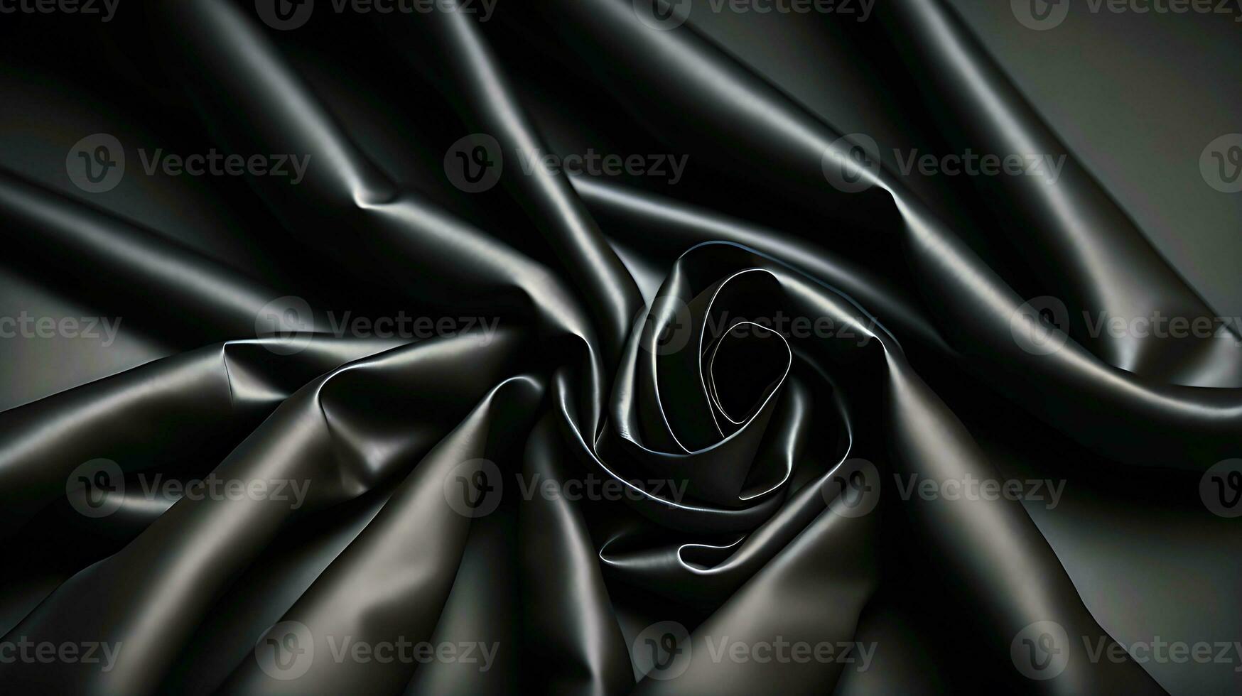 Black luxury fabric background with copy space 3d illustration. AI-Generated photo