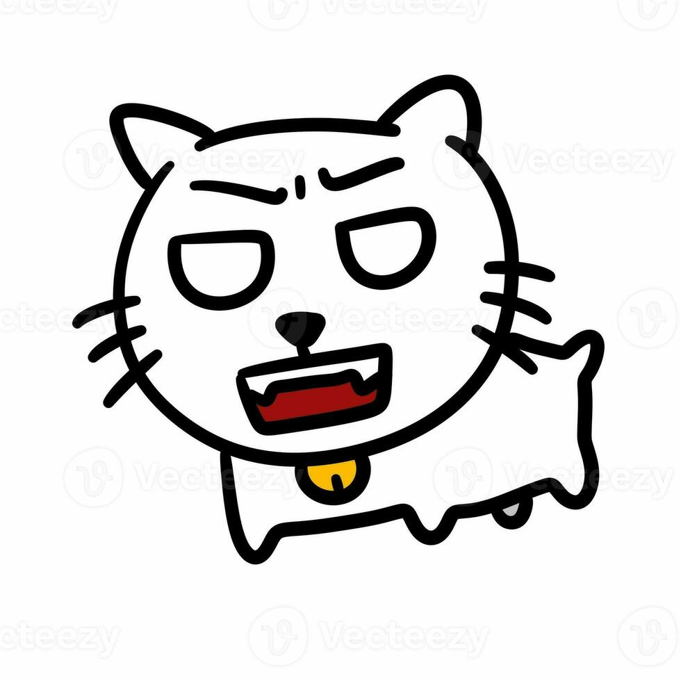 enojado gato dibujos animados en un blanco antecedentes foto