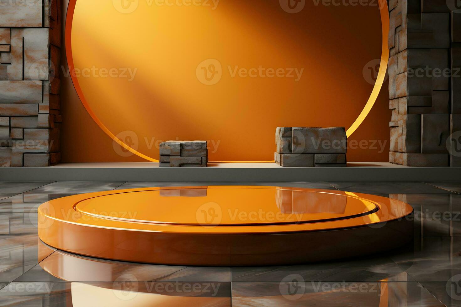 3D realistic podium for product shooting with a lot of space to put a product with Abstract scene concept AI Generative Illustration. photo
