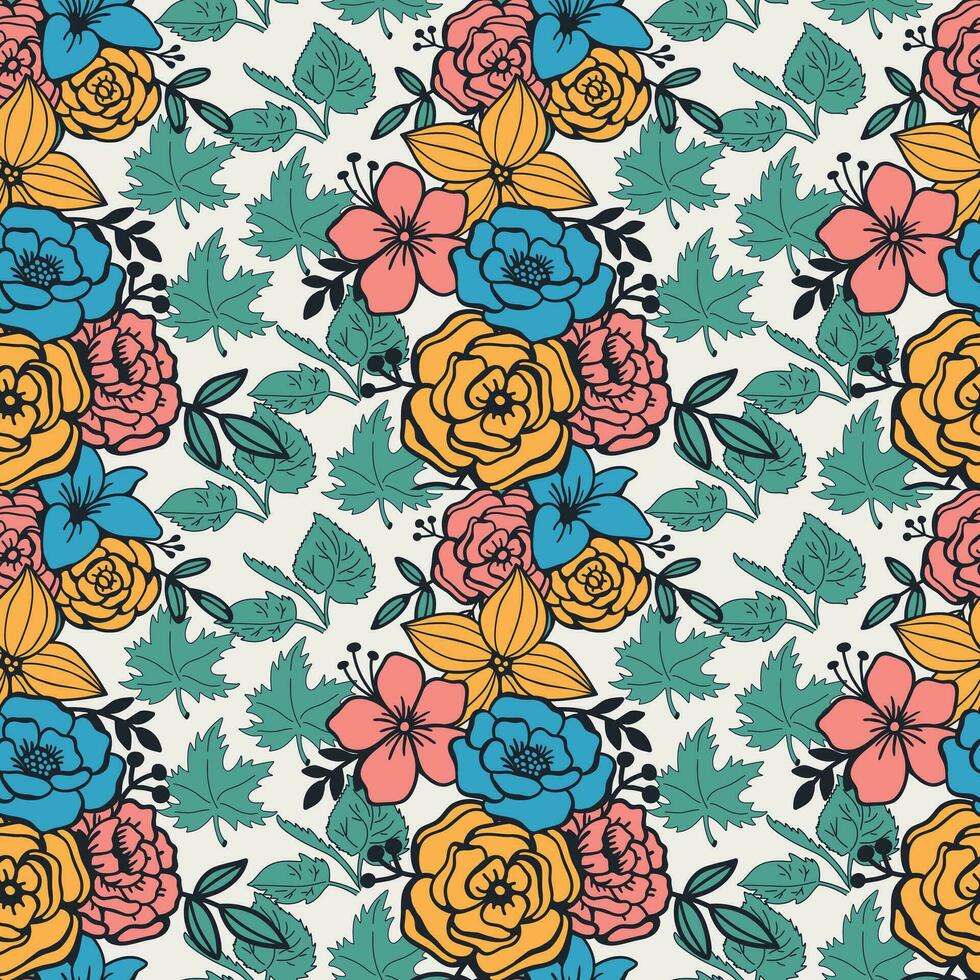 Floral seamless pattern. flowers pattern. floral repeat for fabric and textile vector