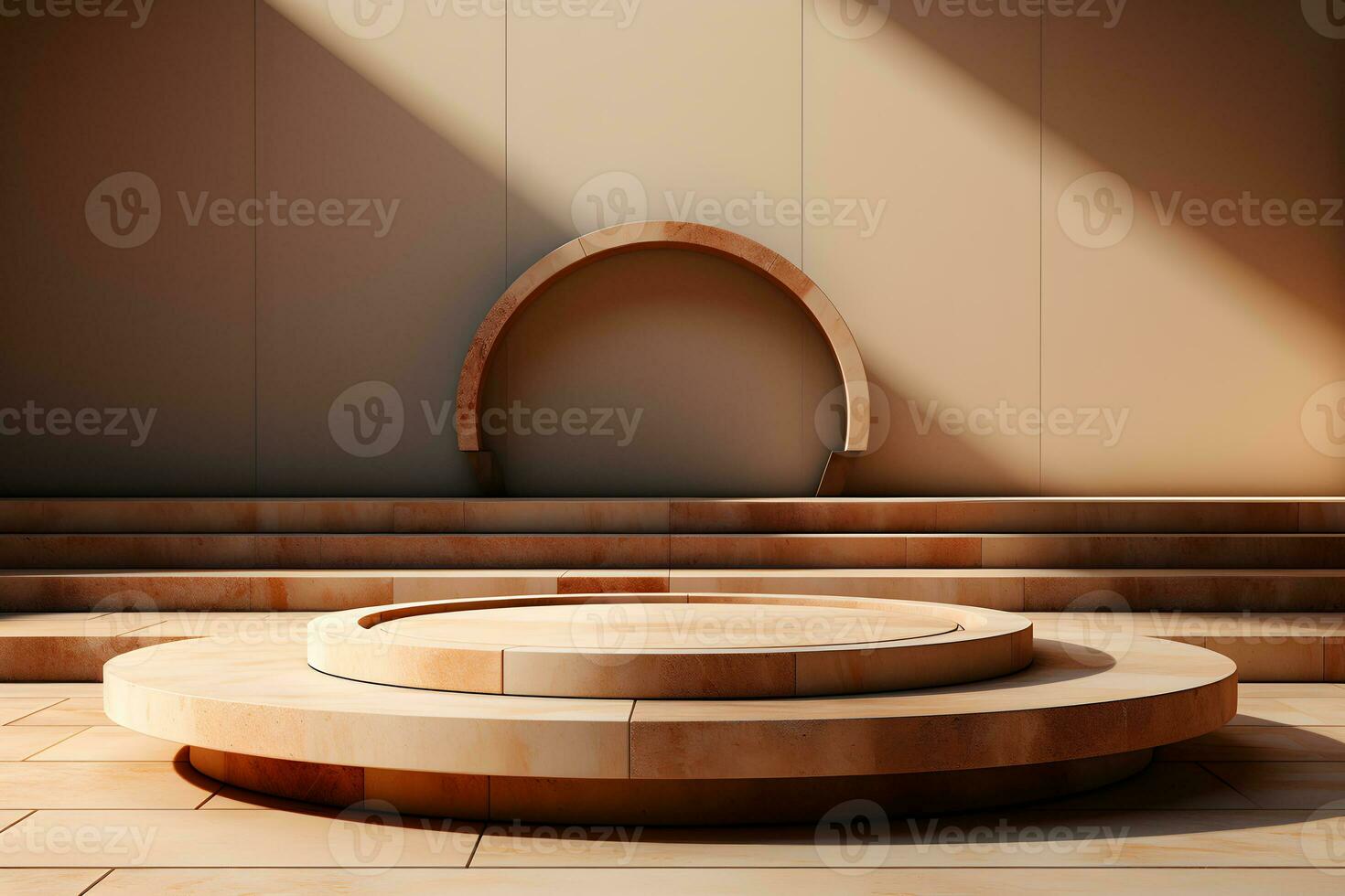 3D realistic podium for product shooting with a lot of space to put a product with Abstract scene concept AI Generative Illustration. photo