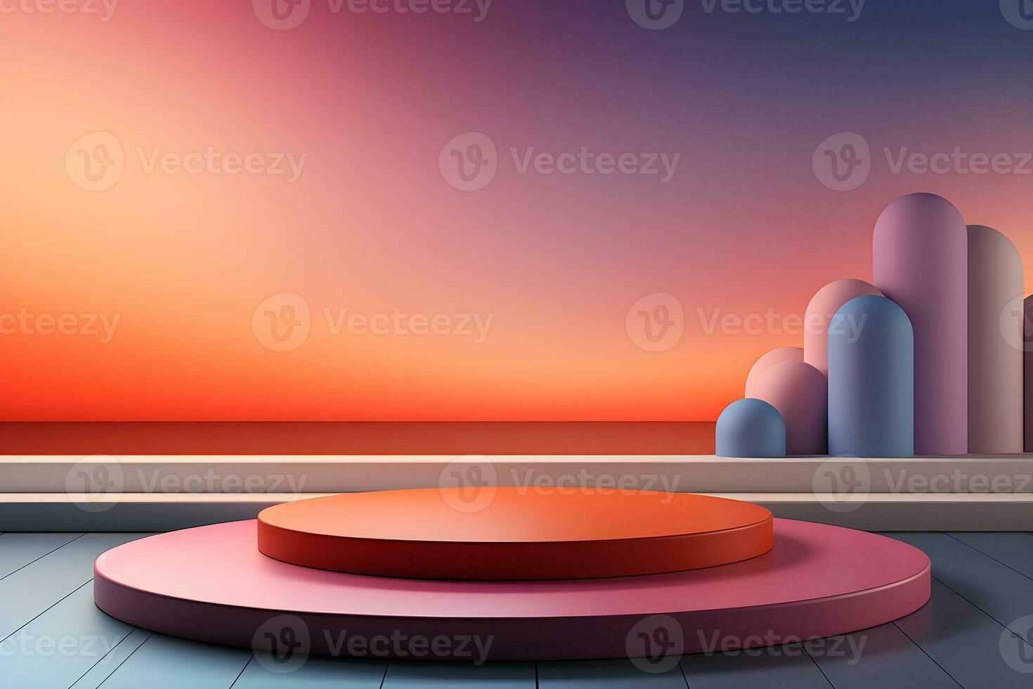 3D realistic podium for product shooting with a lot of space to put a product with Abstract scene concept AI Generative Illustration. photo