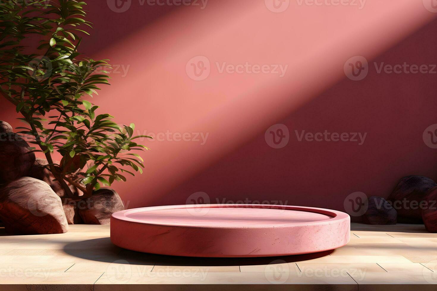 3D realistic podium for product shooting with a lot of space to put a product with Abstract scene concept AI Generative Illustration. photo