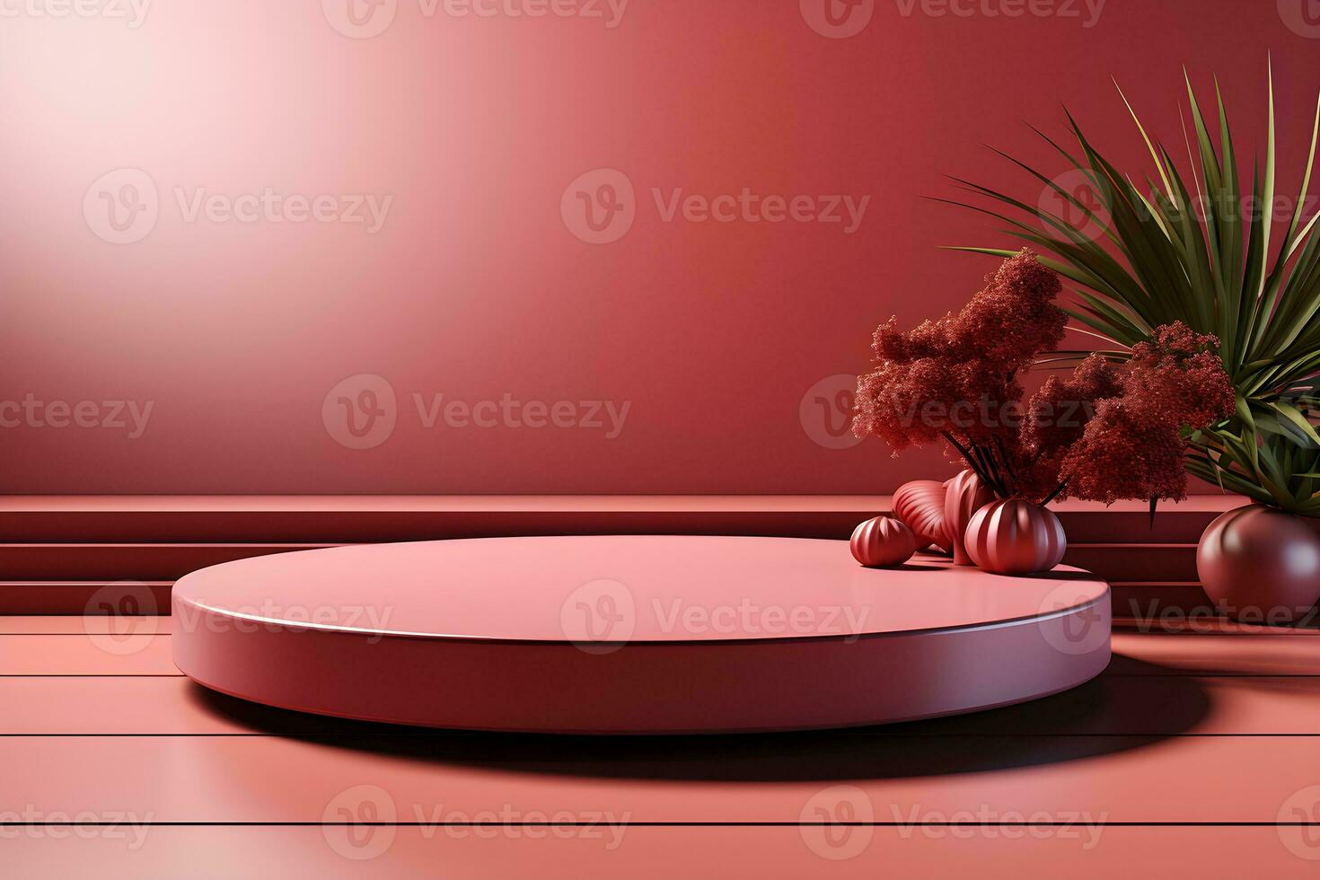 3D realistic podium for product shooting with a lot of space to put a product with Abstract scene concept AI Generative Illustration. photo