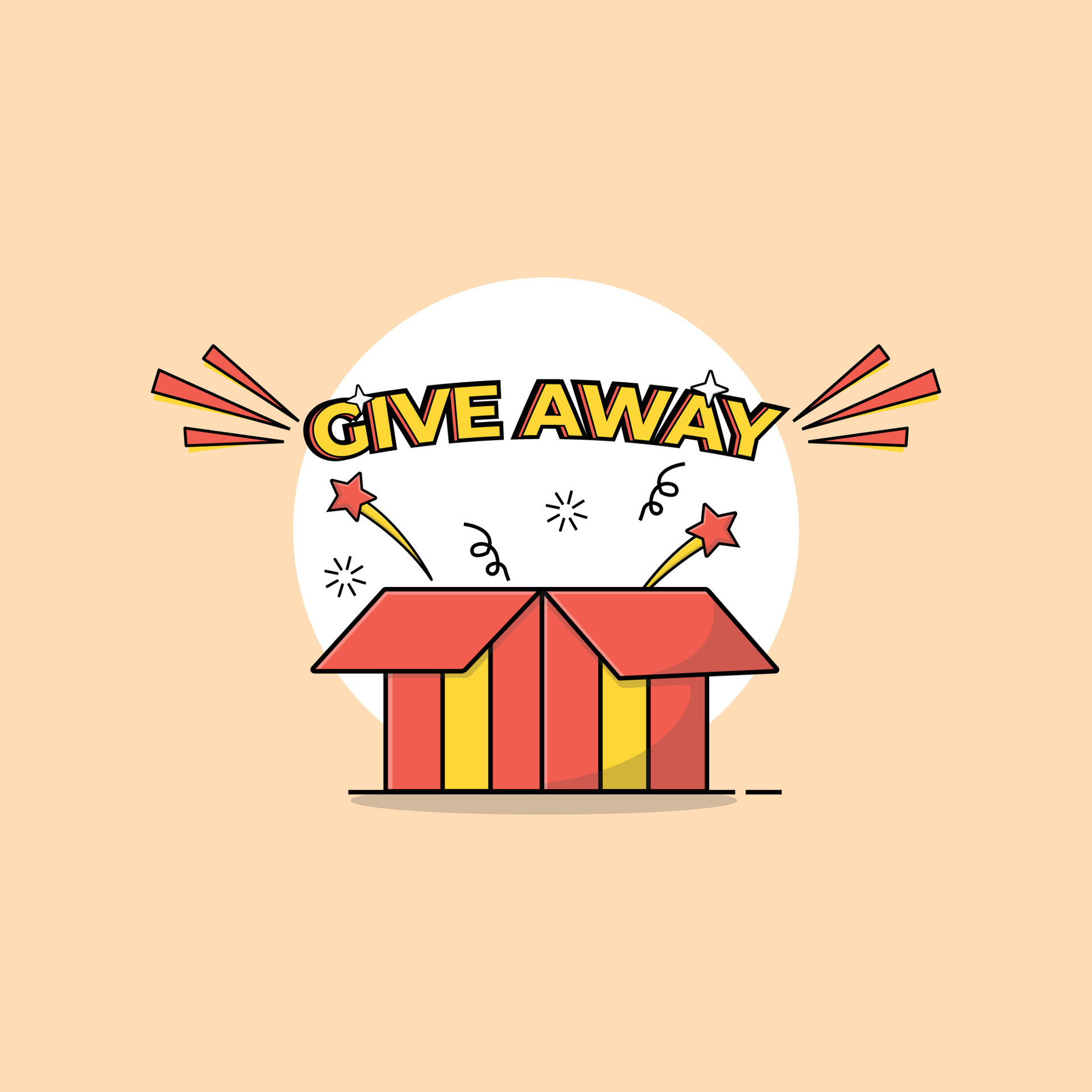 Giveaway Gift Box Explosion Vector Illustration. Giveaway Announcement