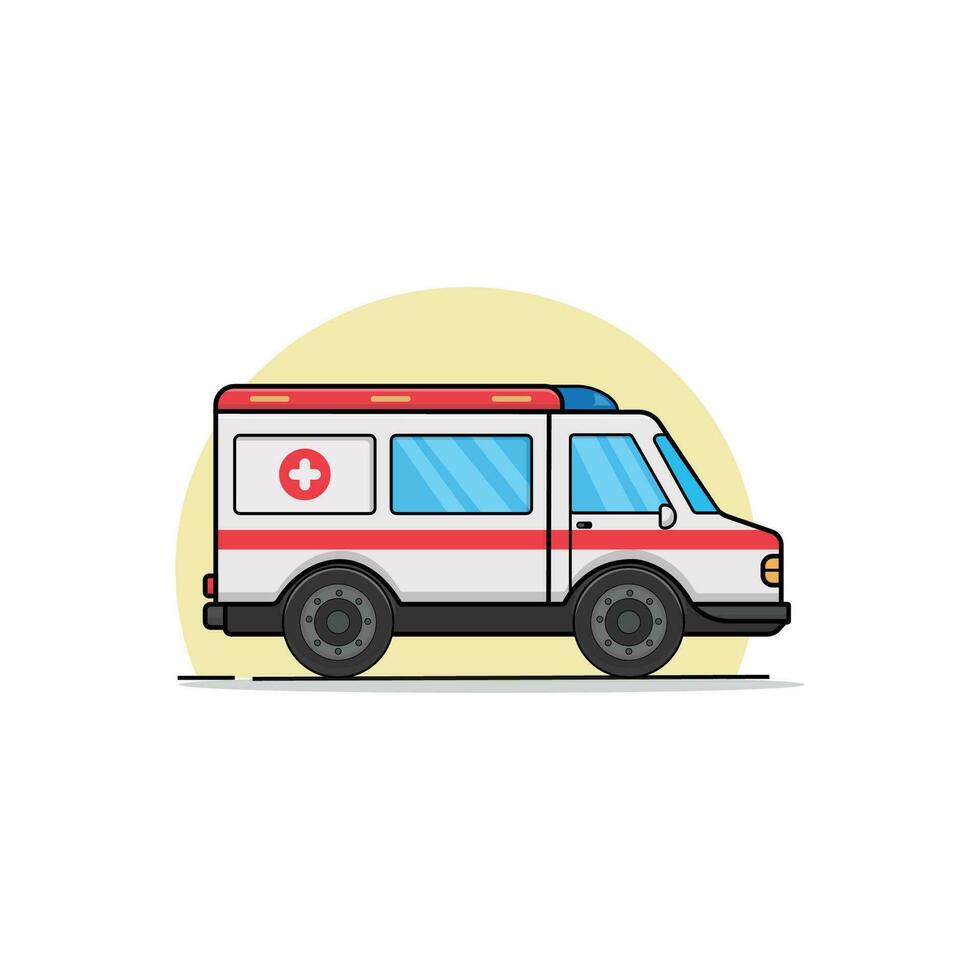 Ambulance - Vector Illustration. Flat Cartoon Style Design