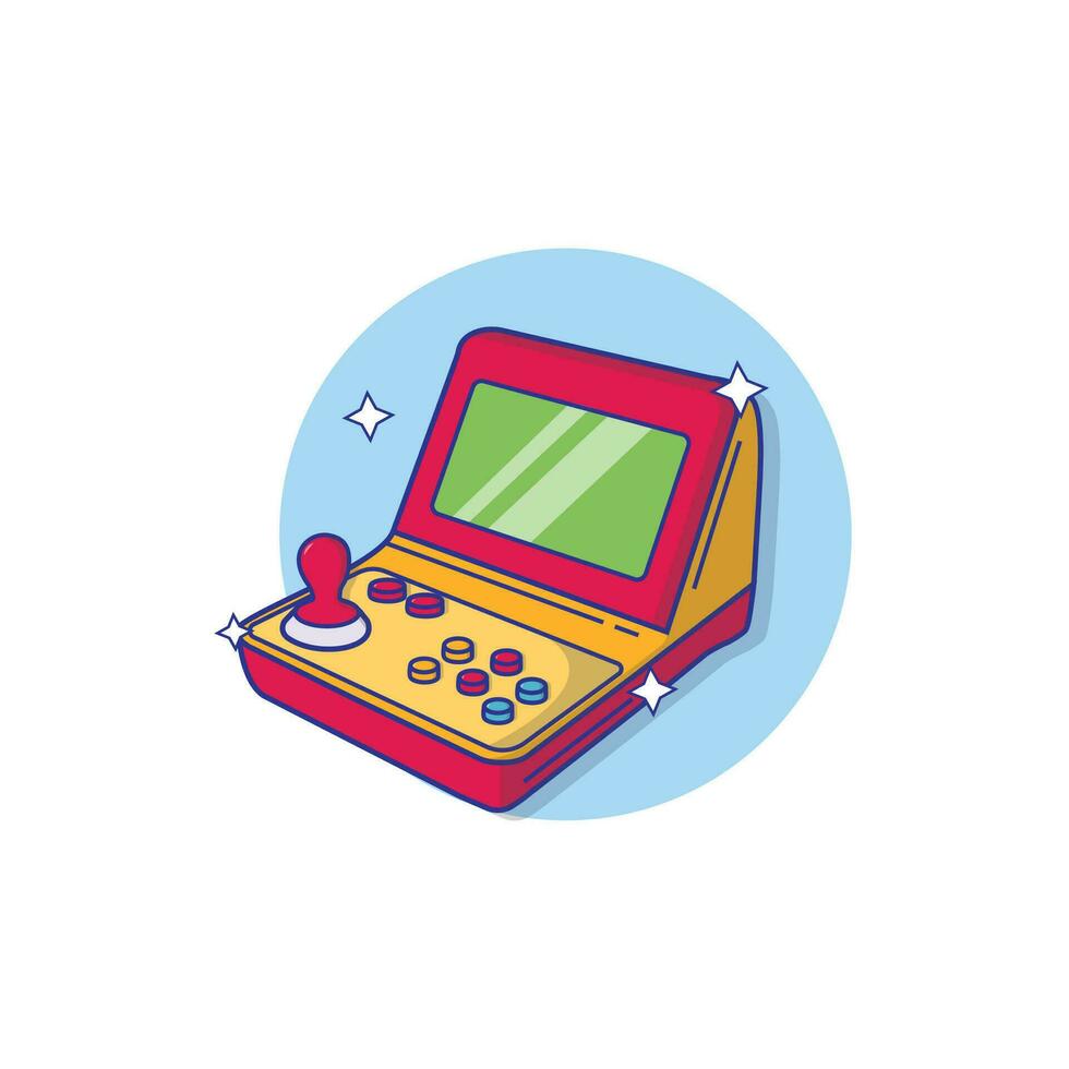 Retro Video Gaming Joystick Consoler Vector Illustration. Flat Cartoon Design 90s Elements Vector Graphics