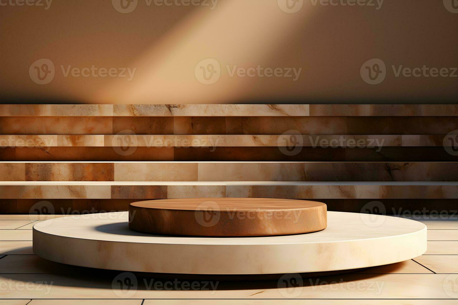 3D realistic podium for product shooting with a lot of space to put a product with Abstract scene concept AI Generative Illustration. photo