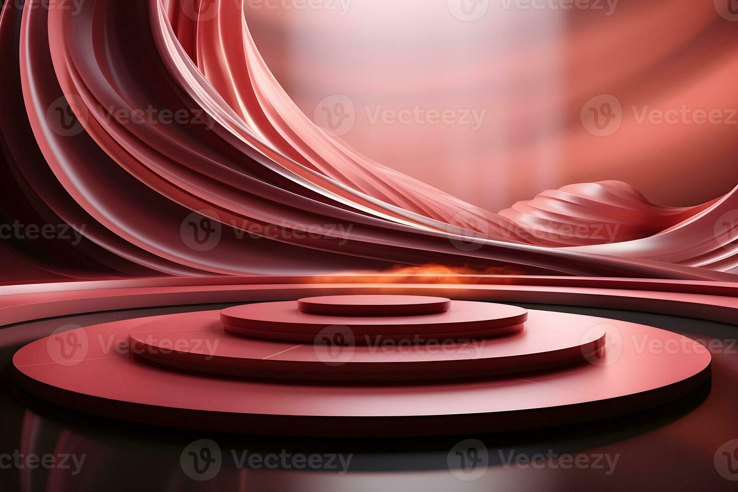 3D realistic podium for product shooting with a lot of space to put a product with Abstract scene concept AI Generative Illustration. photo