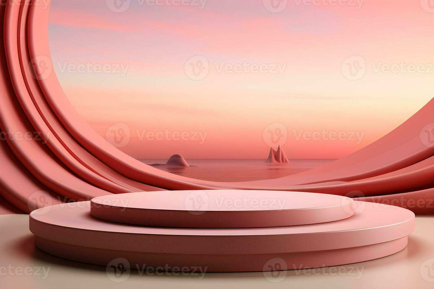 3D realistic podium for product shooting with a lot of space to put a product with Abstract scene concept AI Generative Illustration. photo