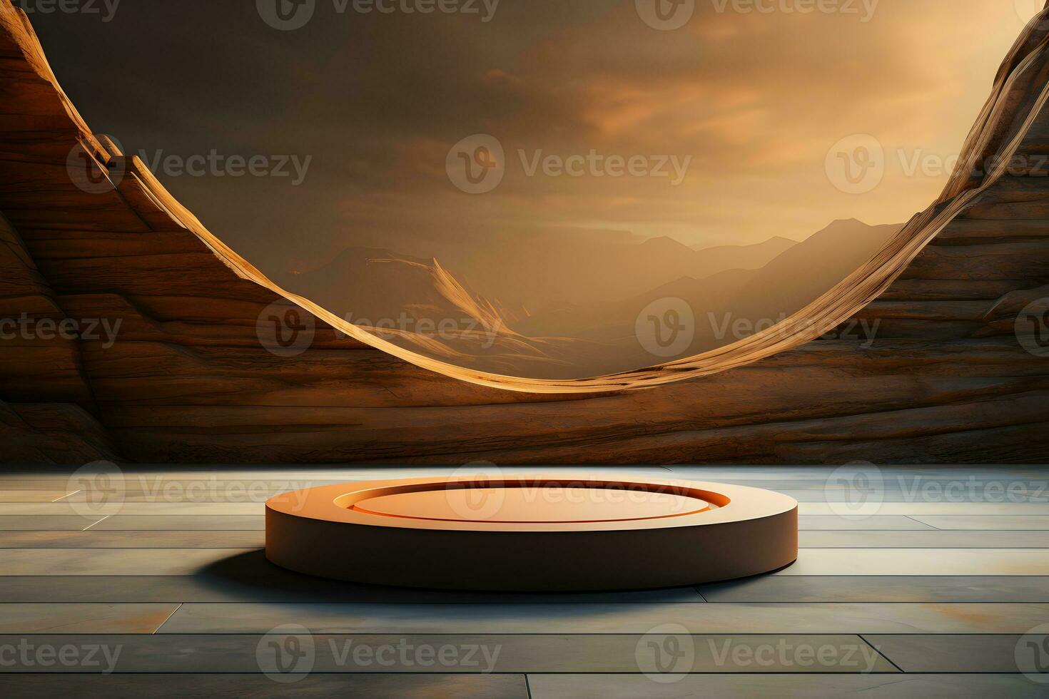 3D realistic podium for product shooting with a lot of space to put a product with Abstract scene concept AI Generative Illustration. photo