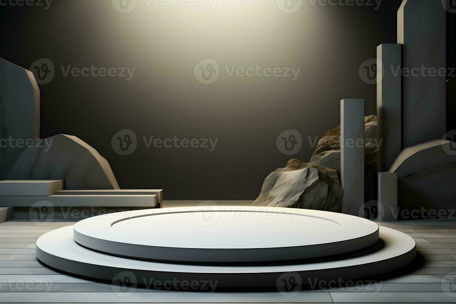 3D realistic podium for product shooting with a lot of space to put a product with Abstract scene concept AI Generative Illustration. photo