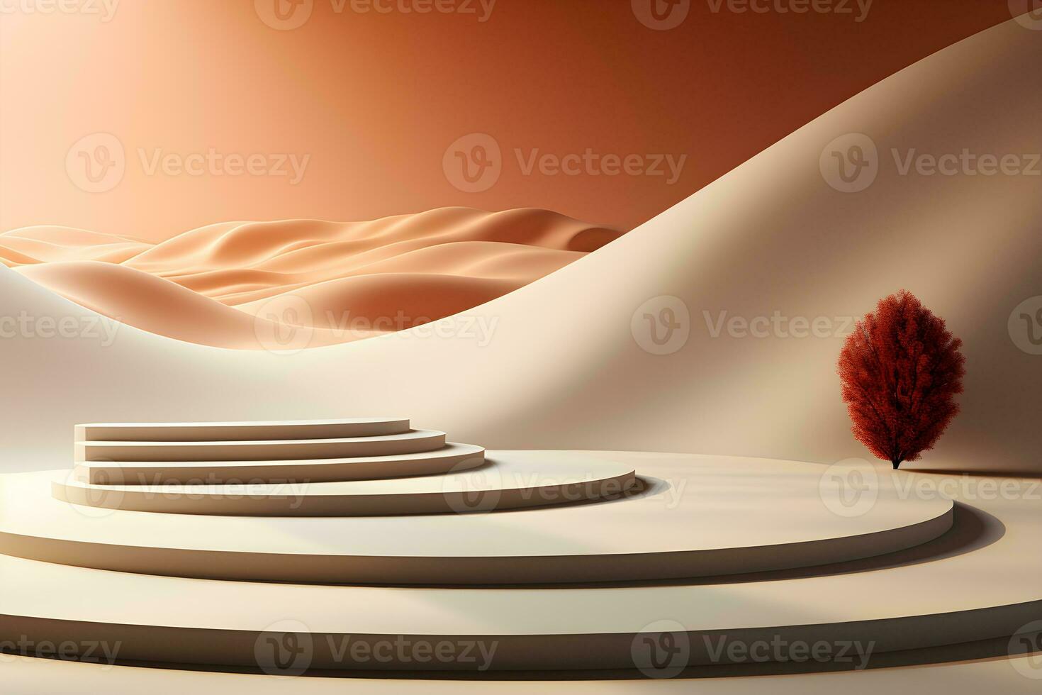 3D realistic podium for product shooting with a lot of space to put a product with Abstract scene concept AI Generative Illustration. photo