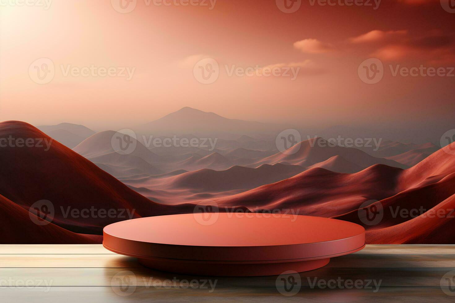 3D realistic podium for product shooting with a lot of space to put a product with Abstract scene concept AI Generative Illustration. photo