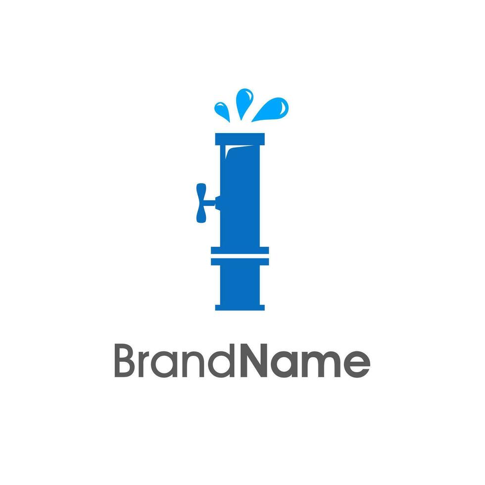 Modern Initial I Pipe and Water Logo vector