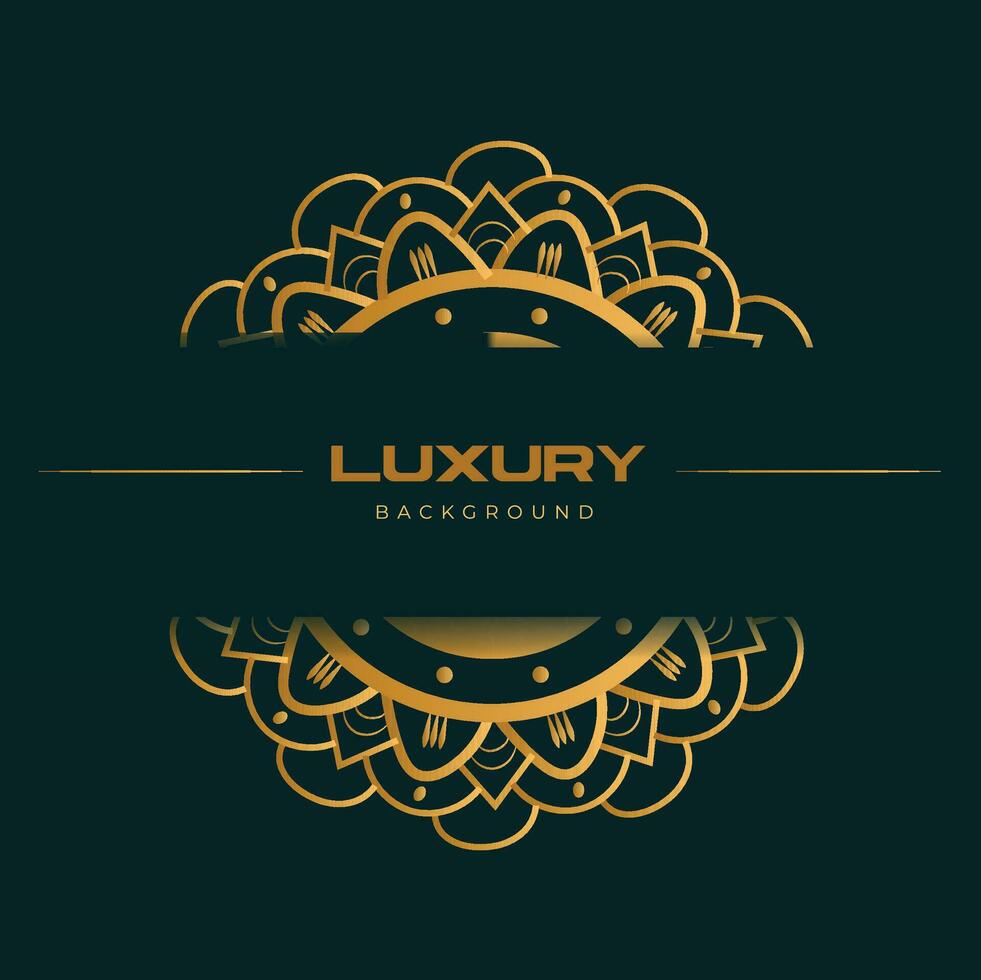 Creative luxury mandala design background in gold color. vector