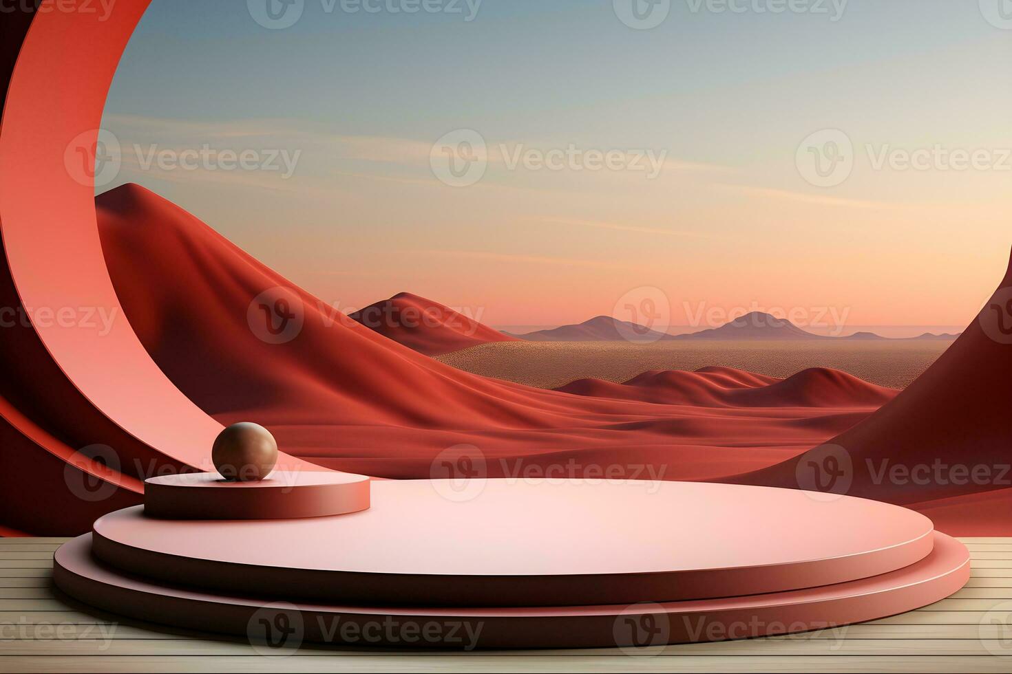 3D realistic podium for product shooting with a lot of space to put a product with Abstract scene concept AI Generative Illustration. photo