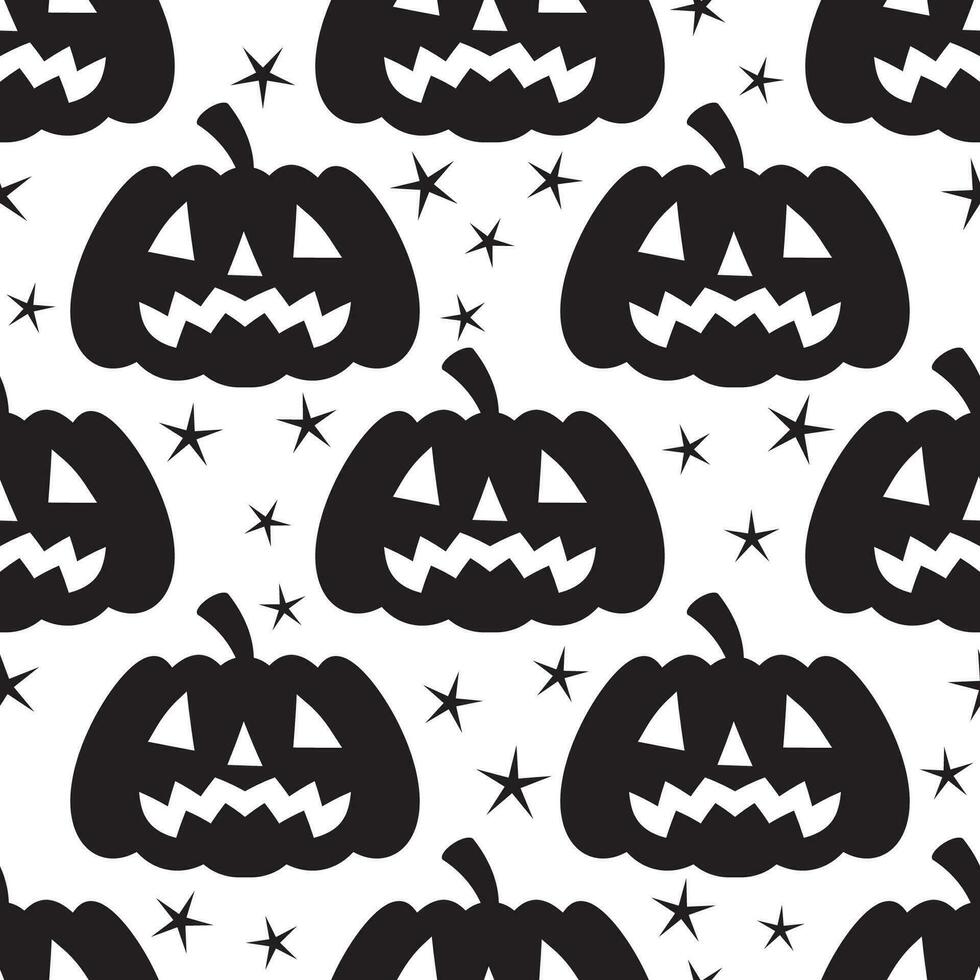 Seamless pattern with pumpkin on a white background. Halloween wallpaper. Vector illustration