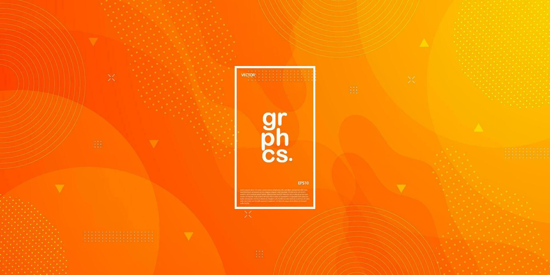 Abstract colorful orange background with wave fluid shapes with geometric circle pattern. Bright orange background design. Cool and modern concept. Eps10 vector