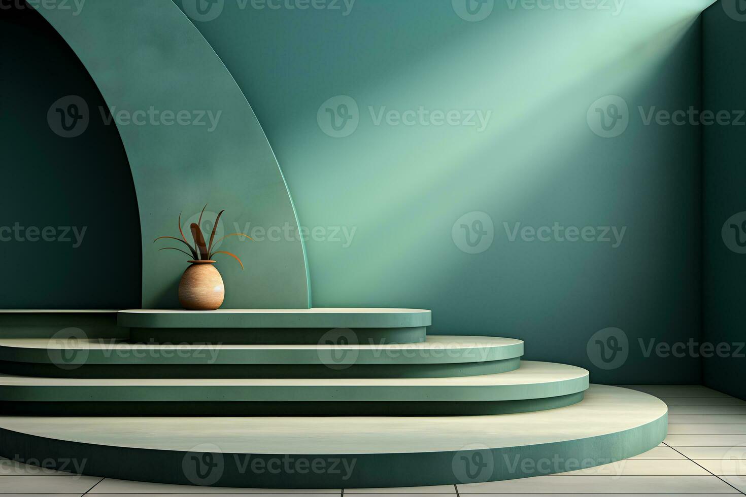 3D realistic podium for product shooting with a lot of space to put a product with Abstract scene concept AI Generative Illustration. photo