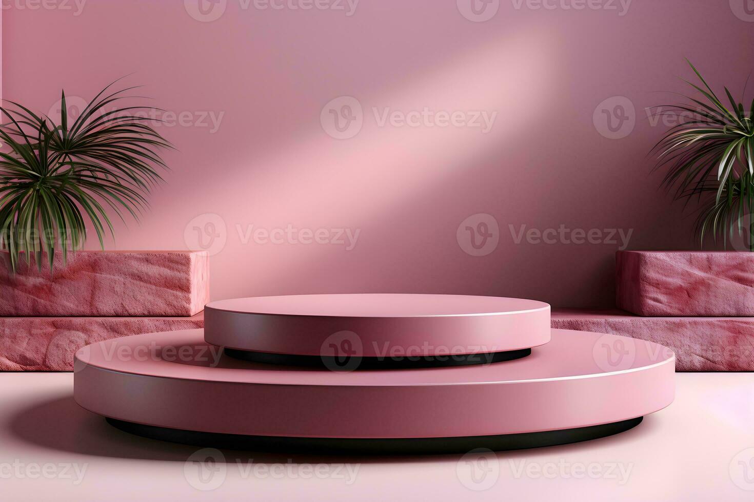 3D realistic podium for product shooting with a lot of space to put a product with Abstract scene concept AI Generative Illustration. photo