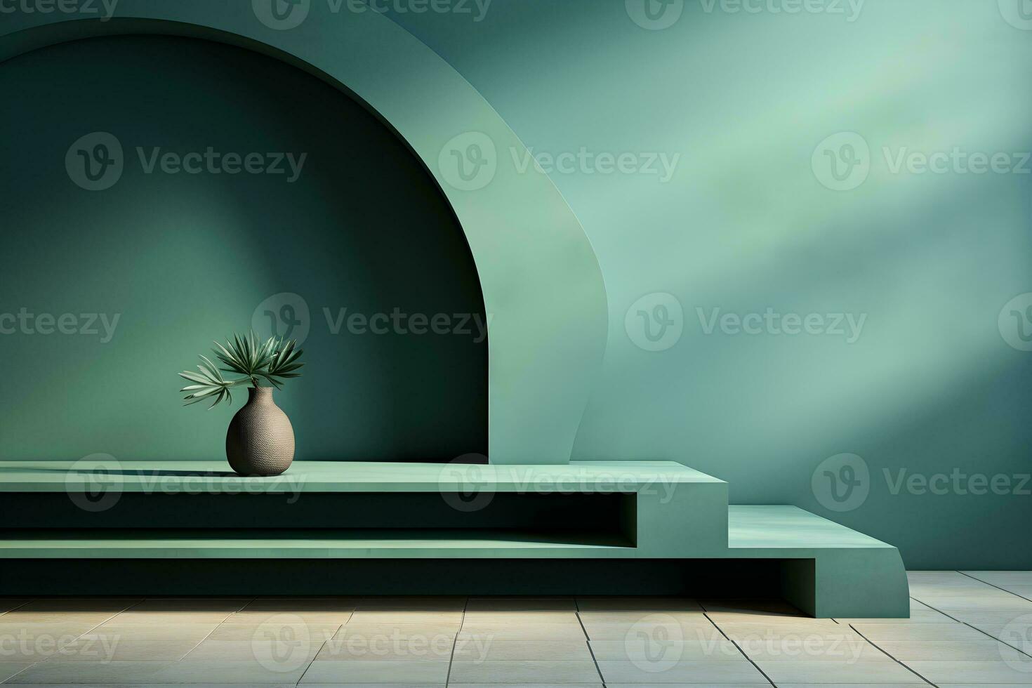 3D realistic podium for product shooting with a lot of space to put a product with Abstract scene concept AI Generative Illustration. photo