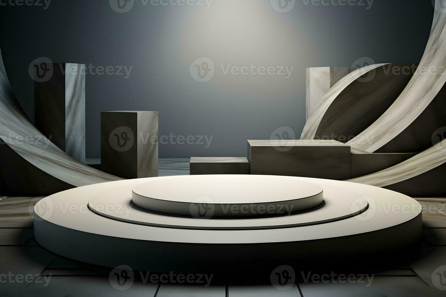 3D realistic podium for product shooting with a lot of space to put a product with Abstract scene concept AI Generative Illustration. photo
