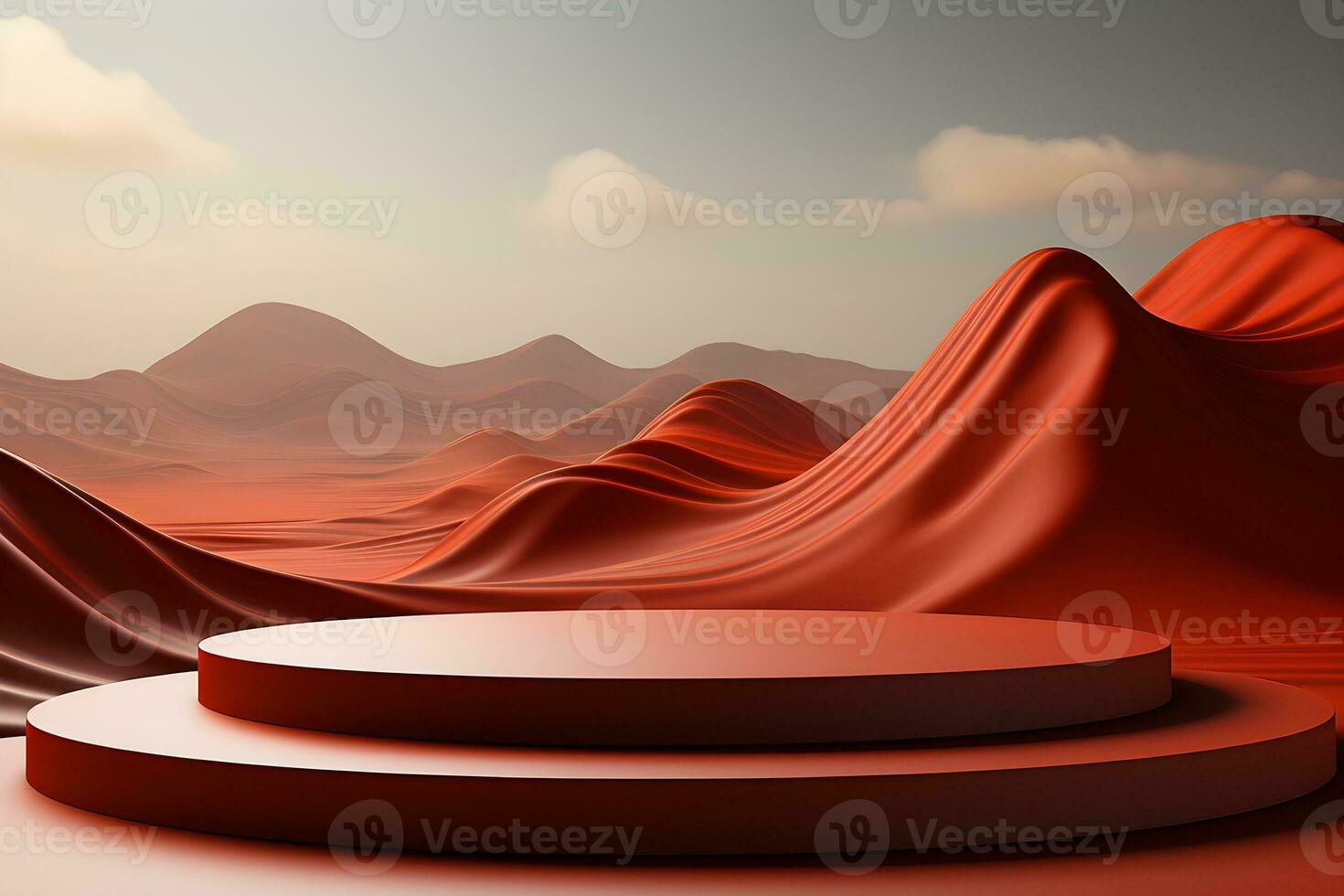 3D realistic podium for product shooting with a lot of space to put a product with Abstract scene concept AI Generative Illustration. photo