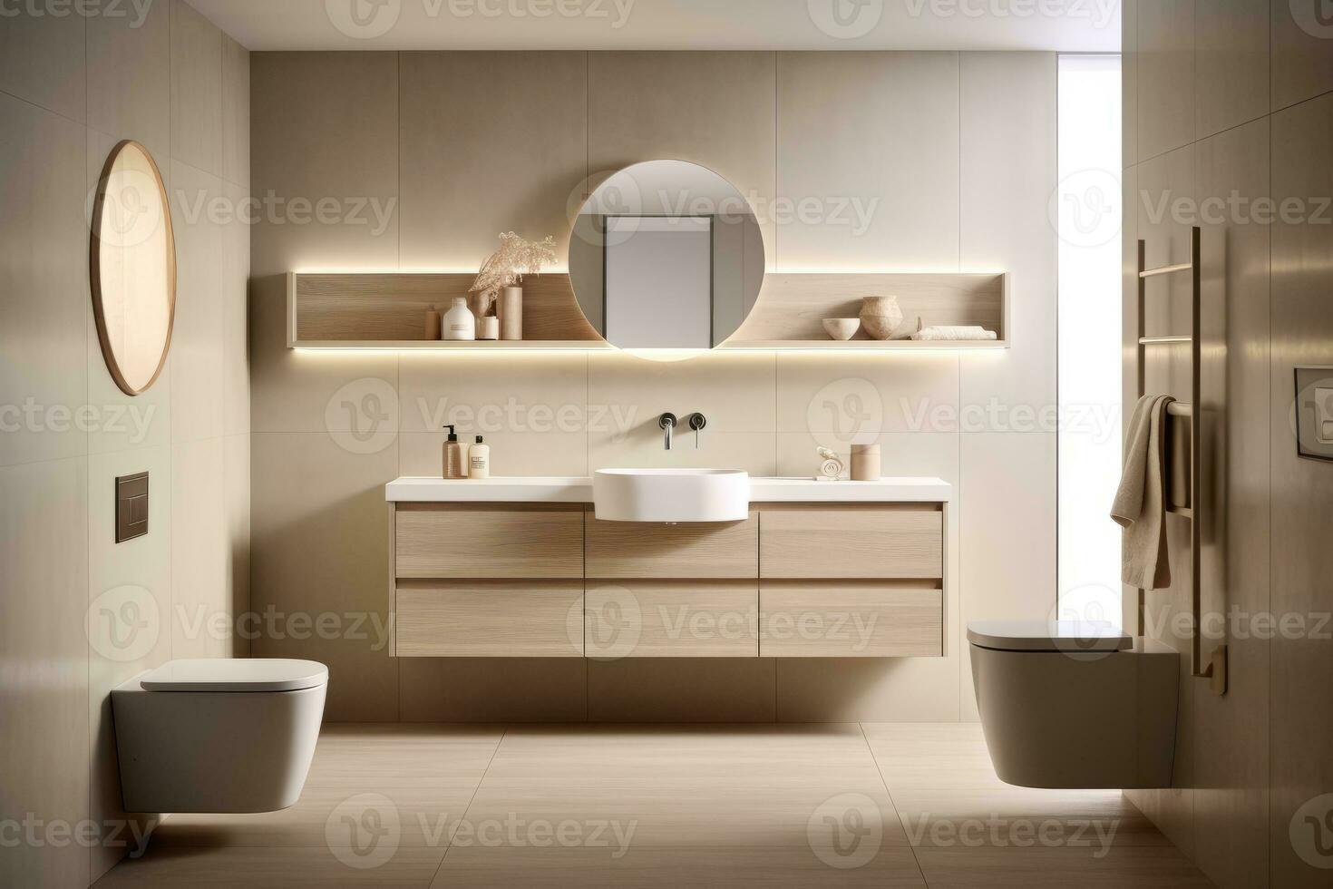 Ai Generative Photo of a luxury modern design bathroom