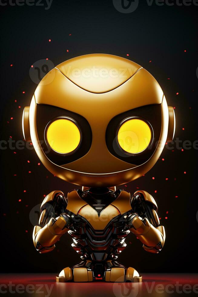 A robot baby on dark background. Artificial intelligence concept. AI Generated photo