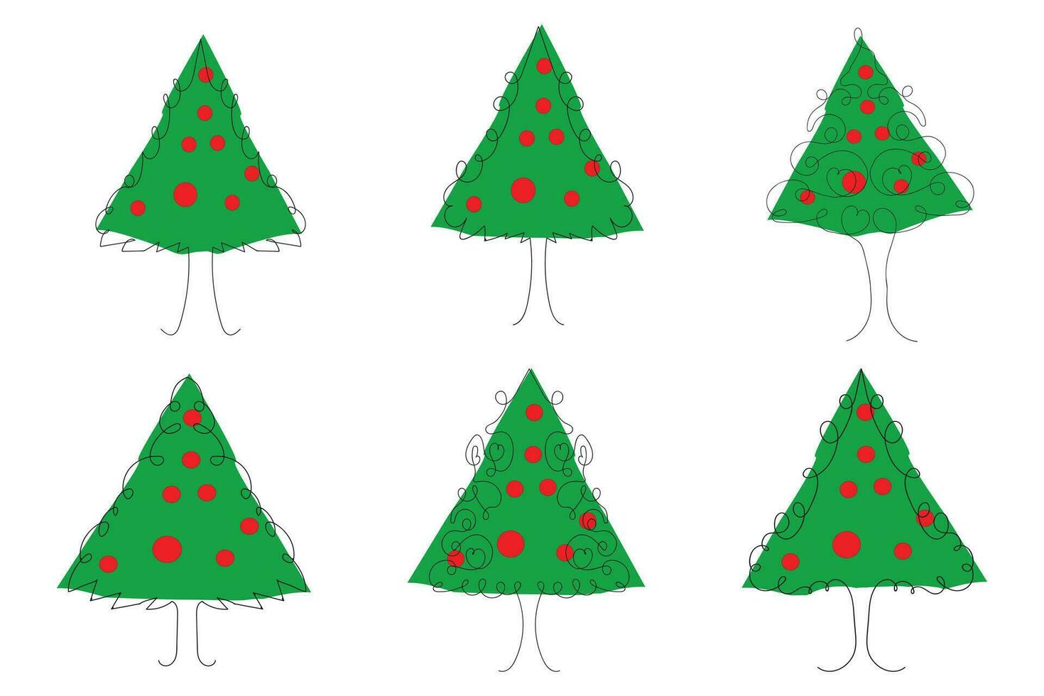 mano dibujado Delgado continuo línea Navidad árbol con corazones símbolo vector, uno línea pino abeto árbol romántico relación amor firmar, minimalista contorno soltero línea Arte fiesta tarjetas decoraciones vector