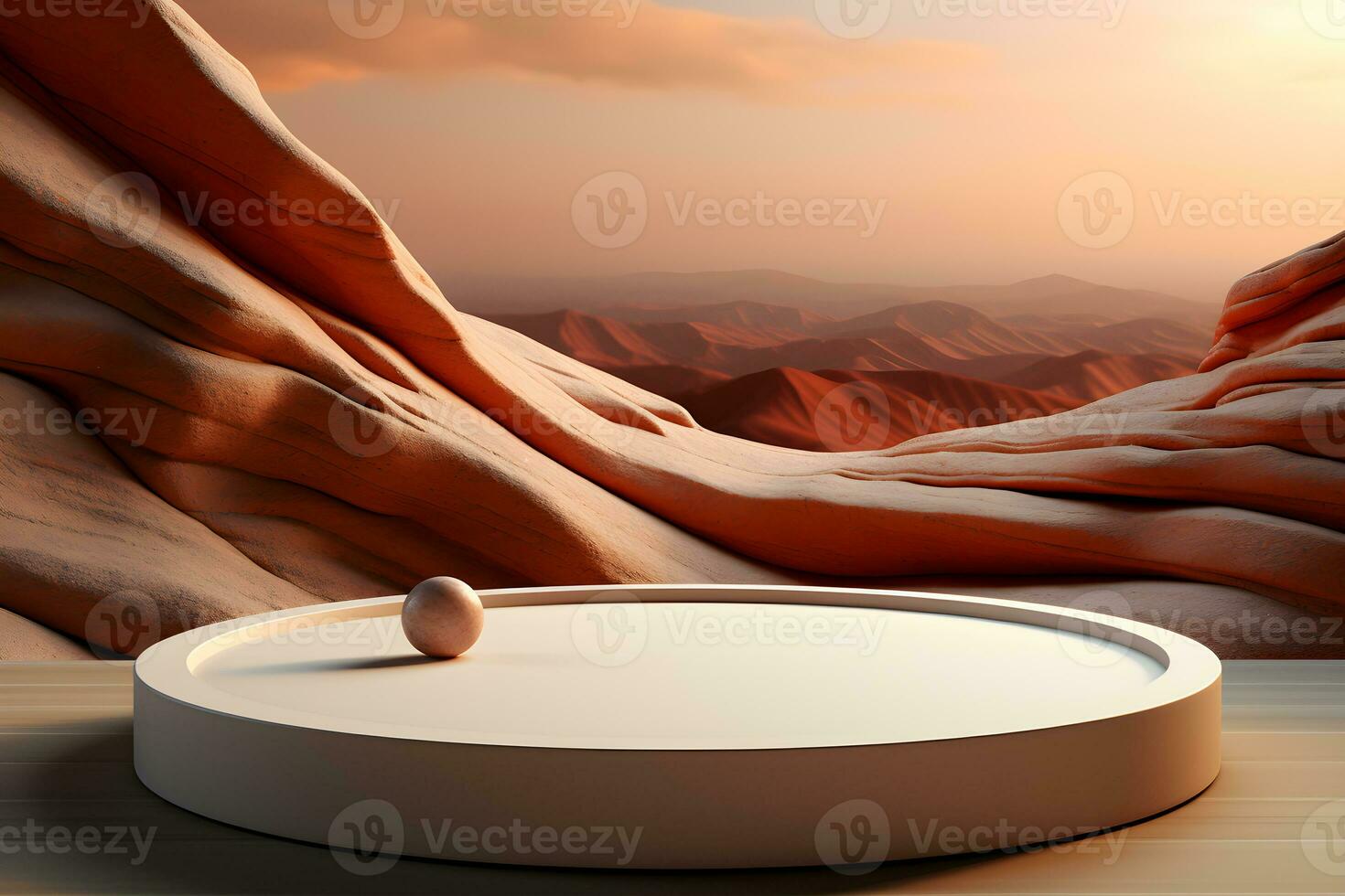 3D realistic podium for product shooting with a lot of space to put a product with Abstract scene concept AI Generative Illustration. photo