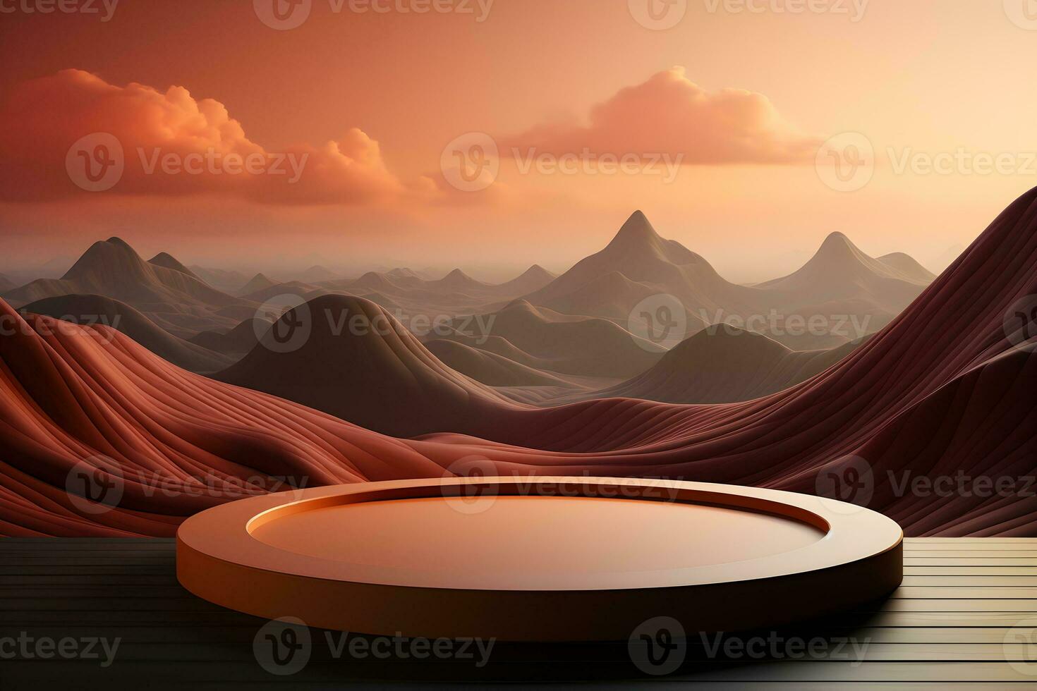 3D realistic podium for product shooting with a lot of space to put a product with Abstract scene concept AI Generative Illustration. photo