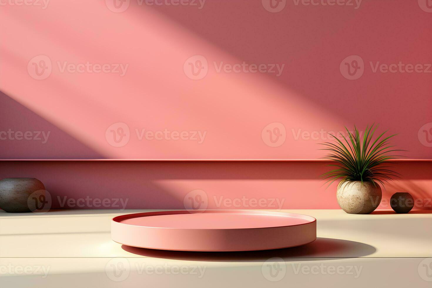 3D realistic podium for product shooting with a lot of space to put a product with Abstract scene concept AI Generative Illustration. photo