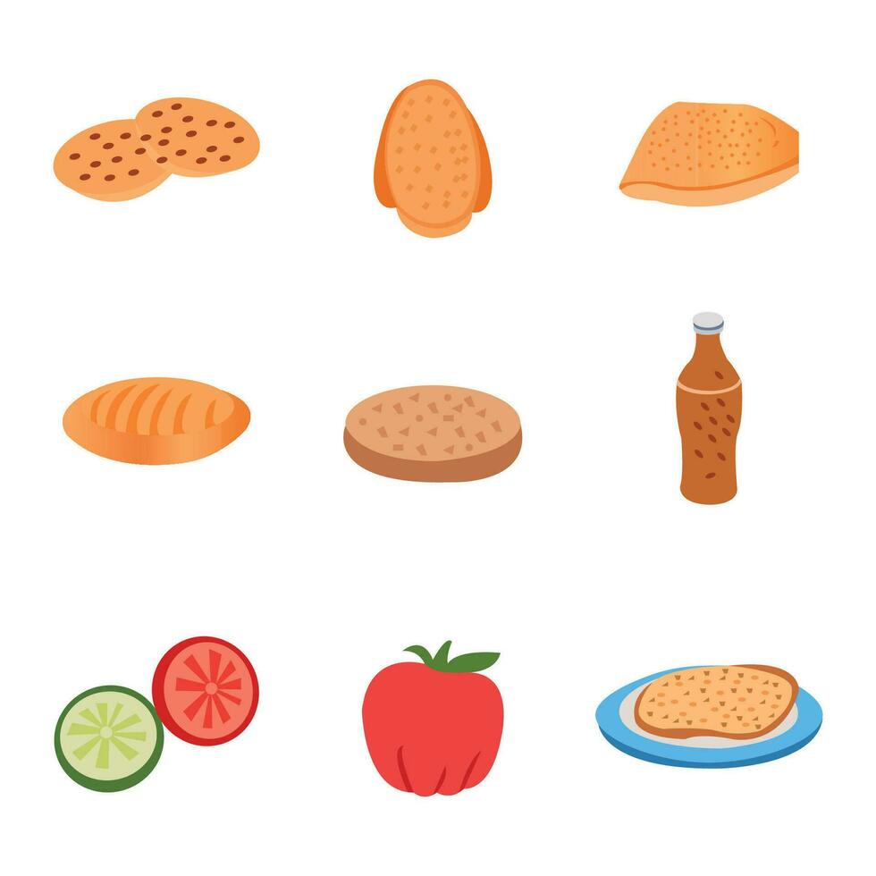 conjunto de diferente tipos de comida en blanco antecedentes. vector