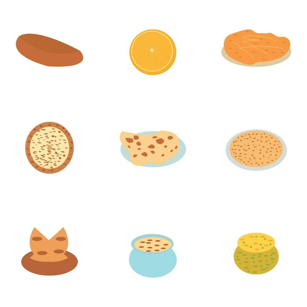 Set of different types of food on white background. vector