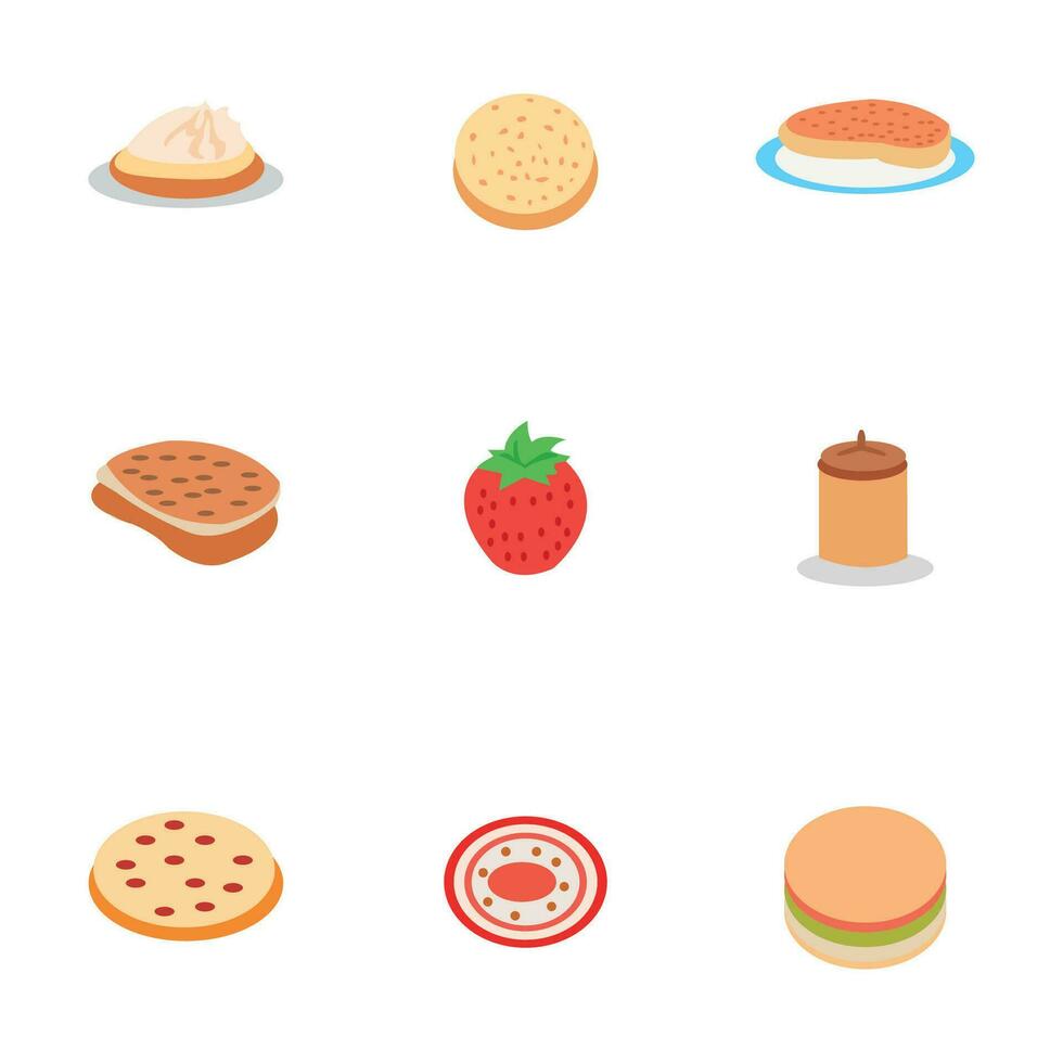 Set of different types of food on white background. vector