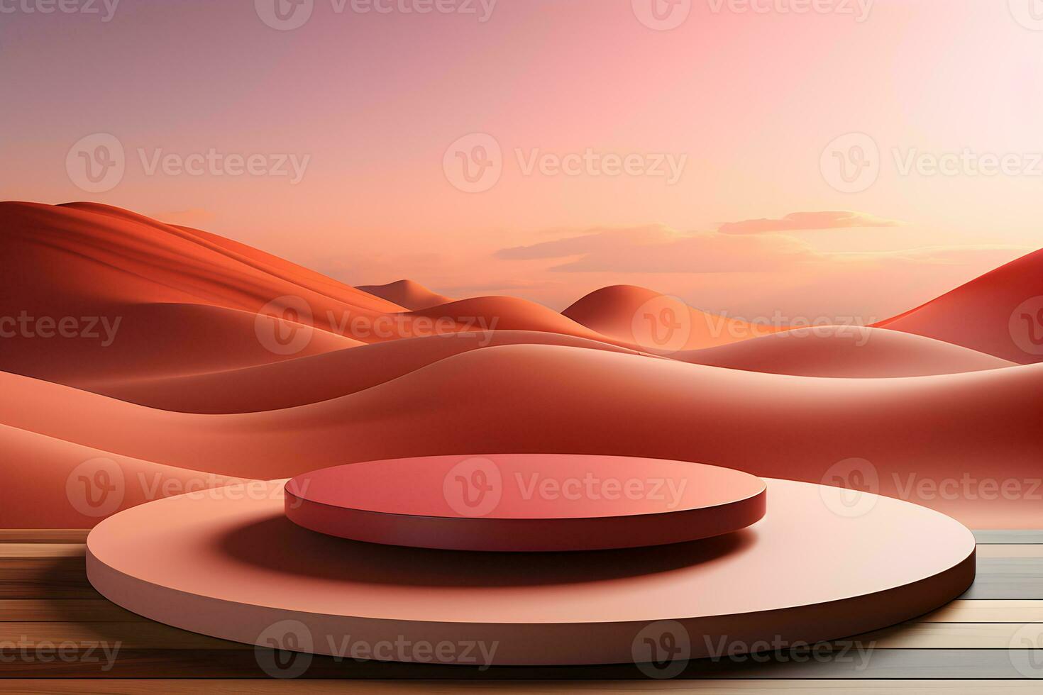 3D realistic podium for product shooting with a lot of space to put a product with Abstract scene concept AI Generative Illustration. photo