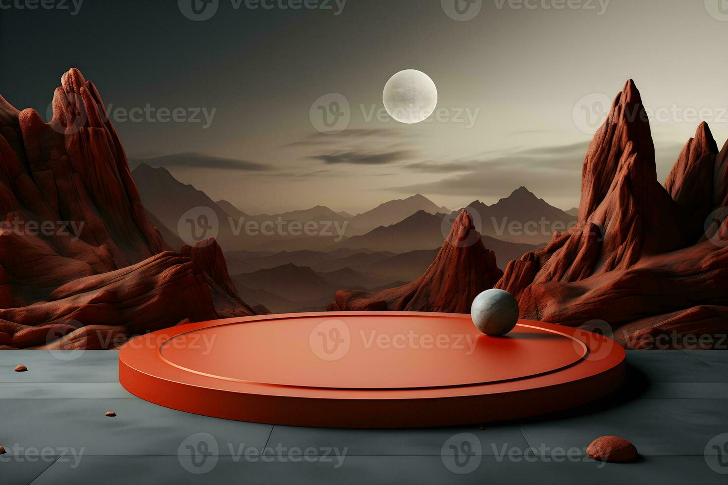 3D realistic podium for product shooting with a lot of space to put a product with Abstract scene concept AI Generative Illustration. photo
